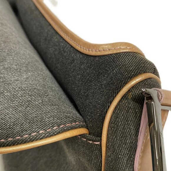 Auth DIOR/ChristianDior Saddle Bag Black Pink Denim Patent Leather Handbag - Picture 14 of 16